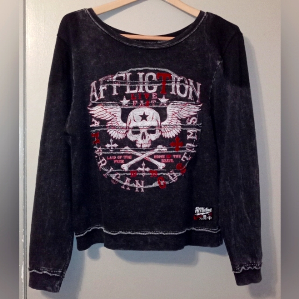 Affliction Cropped Wide Neck Long Sleeve